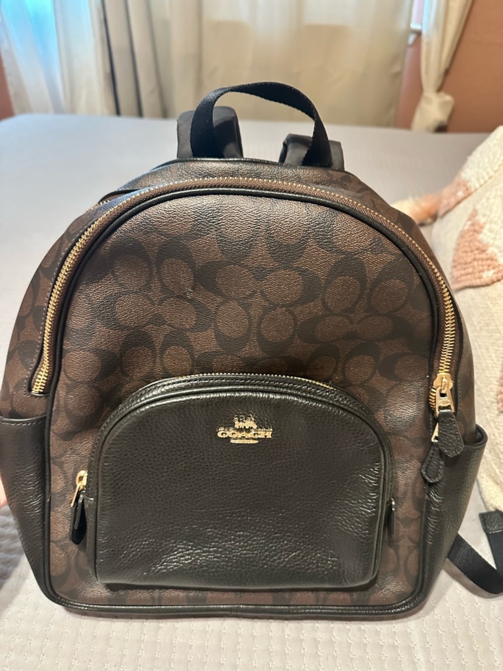 Coach Brown Signature Mini Backpack with Gold Hardware